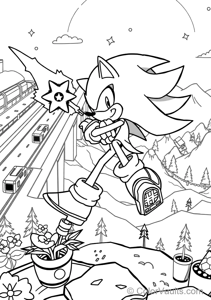 Shadow the Hedgehog Hovering with Rocket Air Shoes (Scene 7)