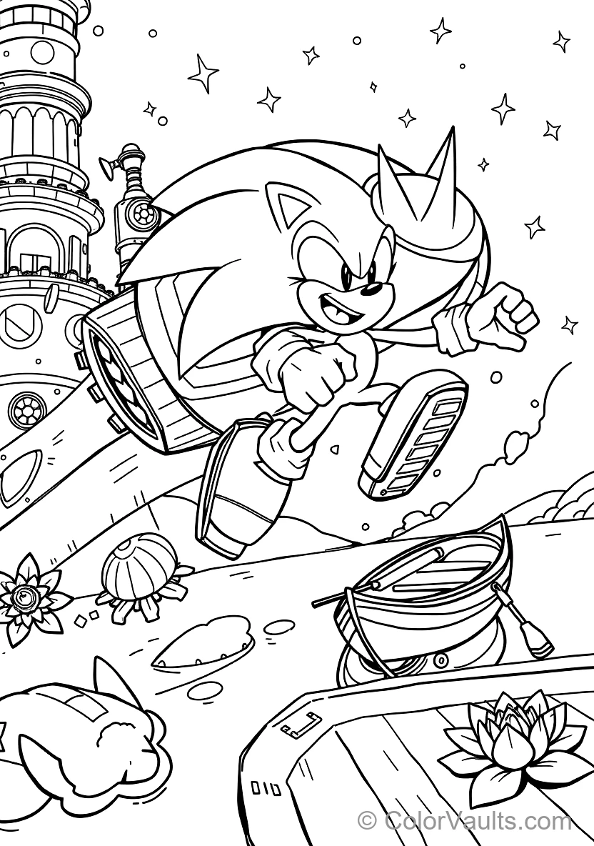 Dr. Eggman Flying in His Round Egg Mobile Hovercraft (Scene 11)