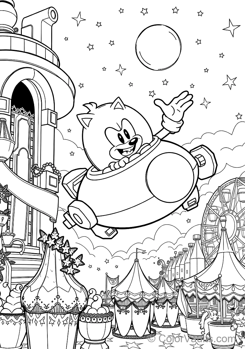 Dr. Eggman Flying in His Round Egg Mobile Hovercraft (Scene 13)