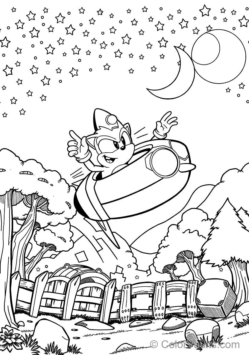 Dr. Eggman Flying in His Round Egg Mobile Hovercraft (Scene 18)