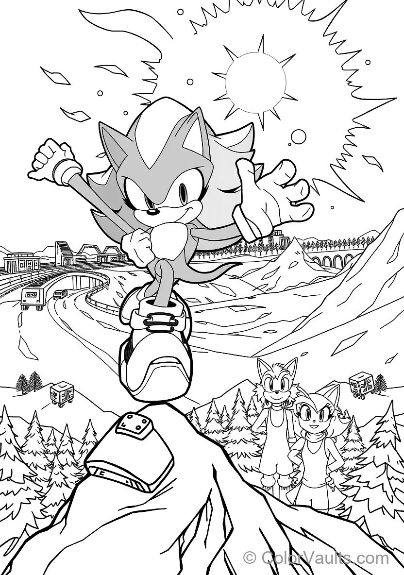 Shadow the Hedgehog Hovering with Rocket Air Shoes (Scene 21)