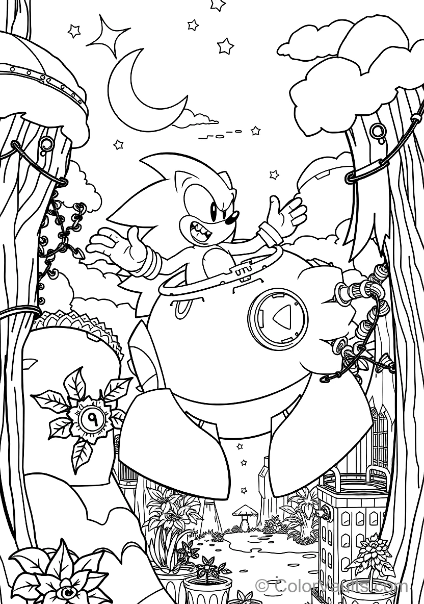 Dr. Eggman Flying in His Round Egg Mobile Hovercraft (Scene 22)