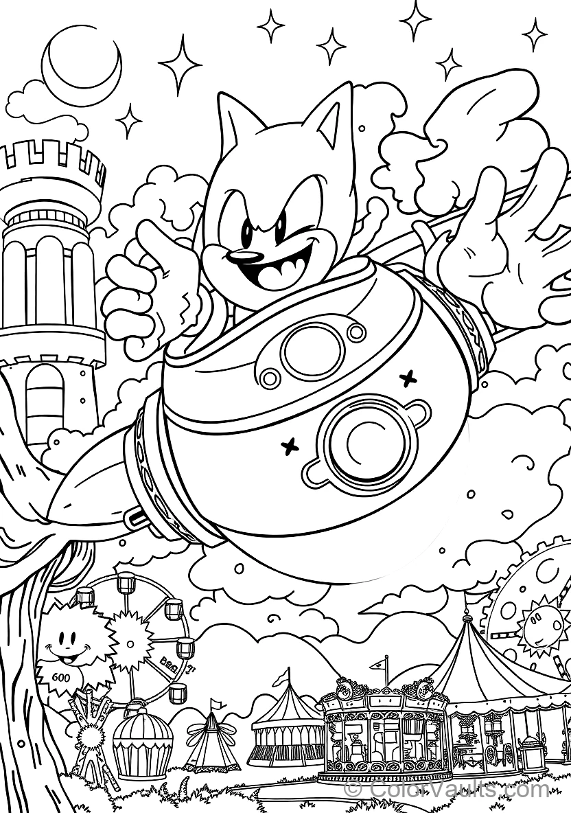 Dr. Eggman Flying in His Round Egg Mobile Hovercraft (Scene 28)