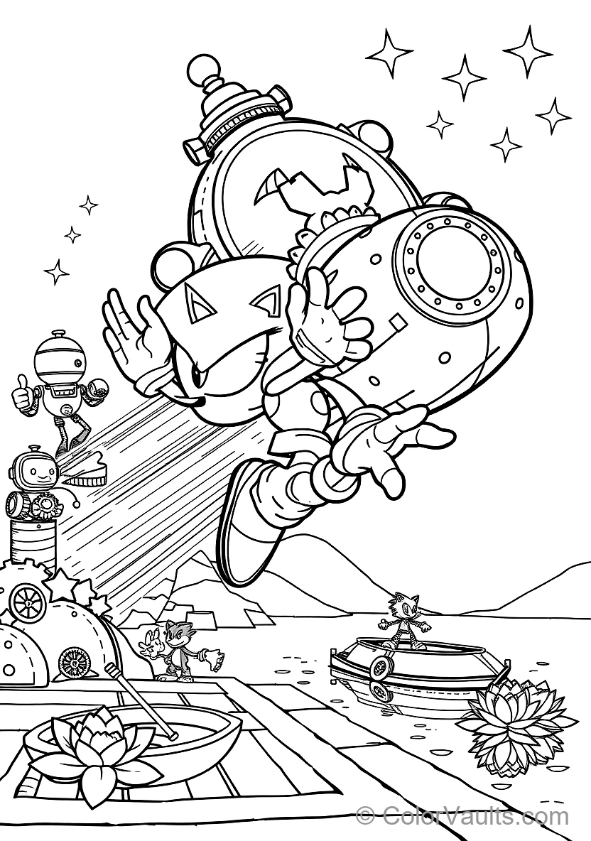 Dr. Eggman Flying in His Round Egg Mobile Hovercraft (Scene 30)