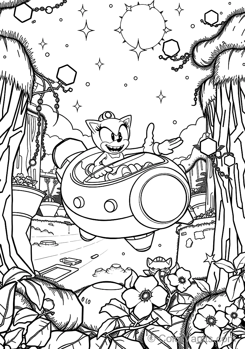 Dr. Eggman Flying in His Round Egg Mobile Hovercraft (Scene 32)