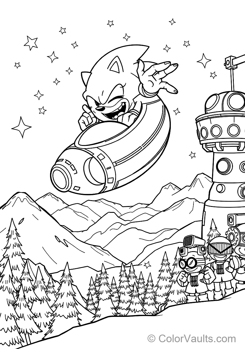 Dr. Eggman Flying in His Round Egg Mobile Hovercraft (Scene 34)