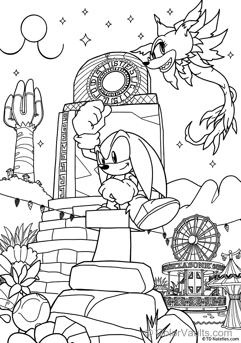 Knuckles the Echidna Gliding with Clenched Spiked (Scene 35)
