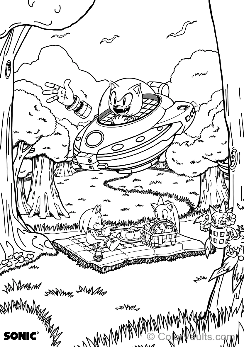 Dr. Eggman Flying in His Round Egg Mobile Hovercraft (Scene 36)