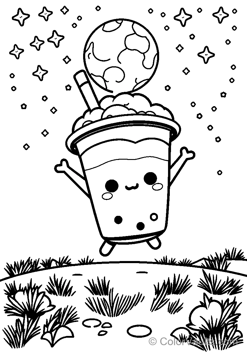 Cheerful Bubble Tea Cup avec Planet
