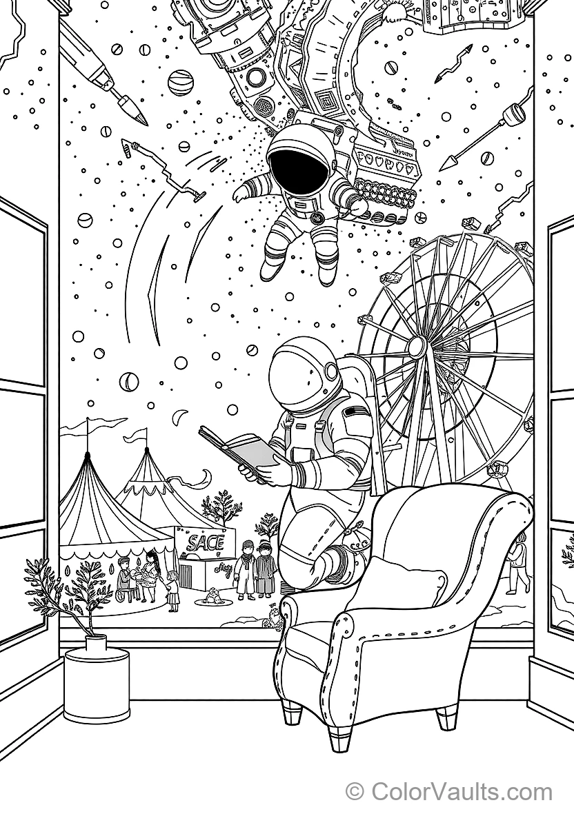 Astronaut Planting Flag on the Cratered Moon Surface (3)