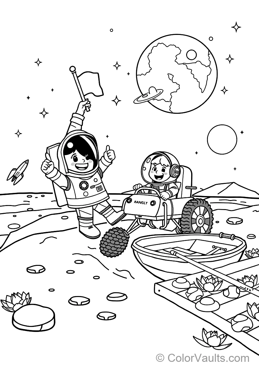 Astronaut High-Fiving Robot Assistant on Moon Base (3)