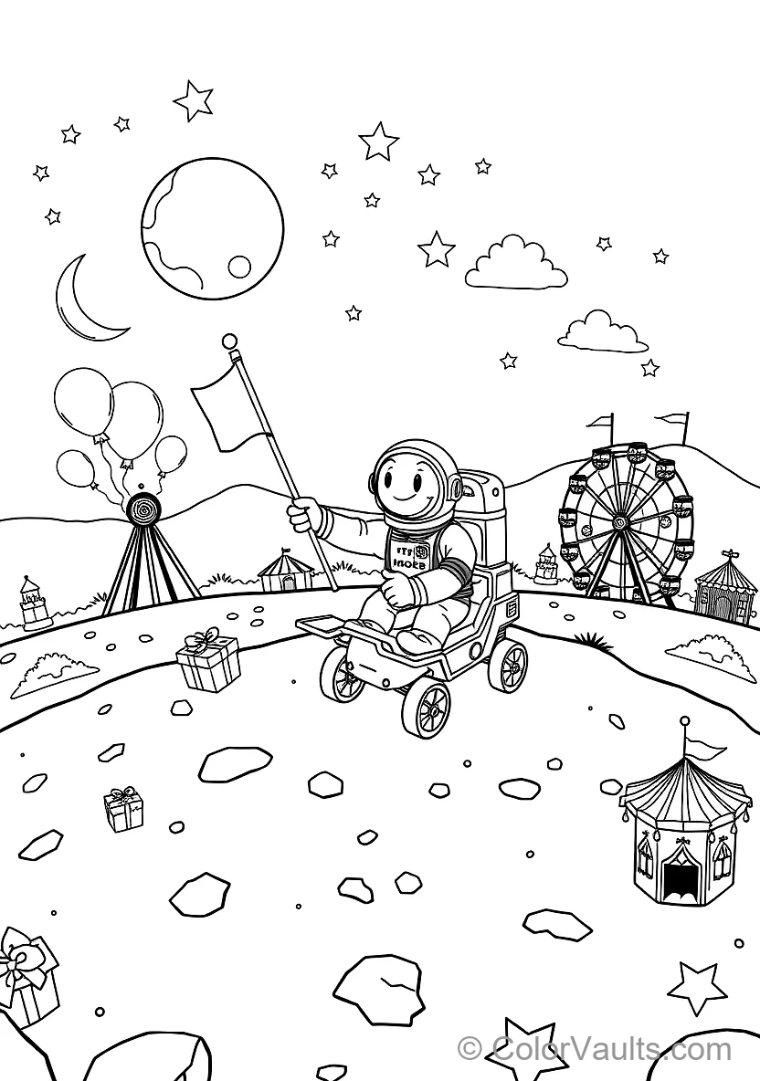 Astronaut in Helmet Looking at Distant Swirling Galaxy (4)