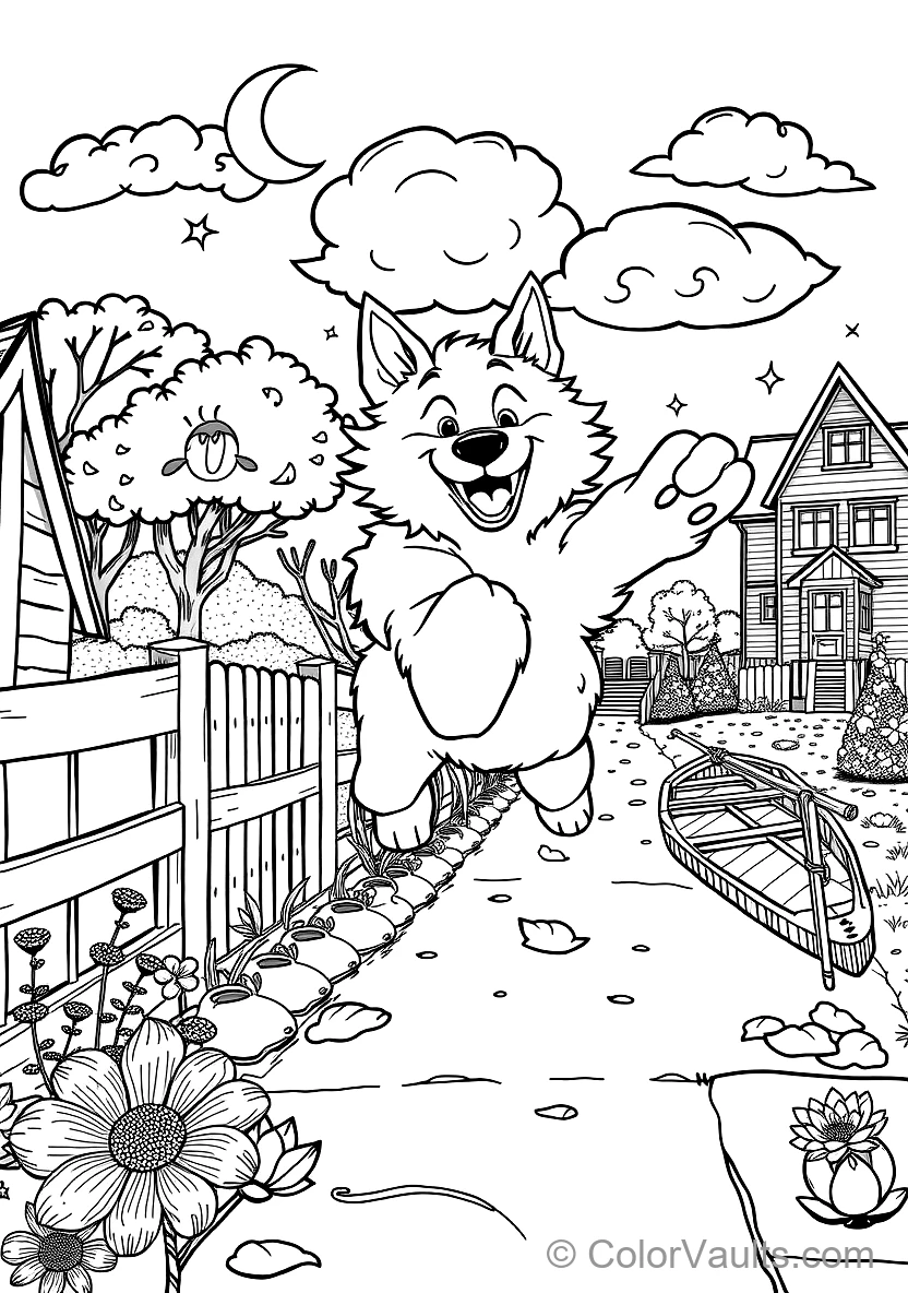 Bond the Giant Fluffy White Dog Running Joyfully (Scene 4)