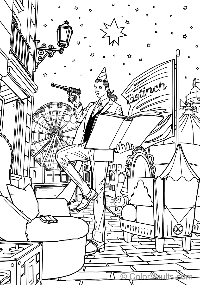 Loid Forger (twilight) in Sharp Suit Drawing Silenced (Scene 3)