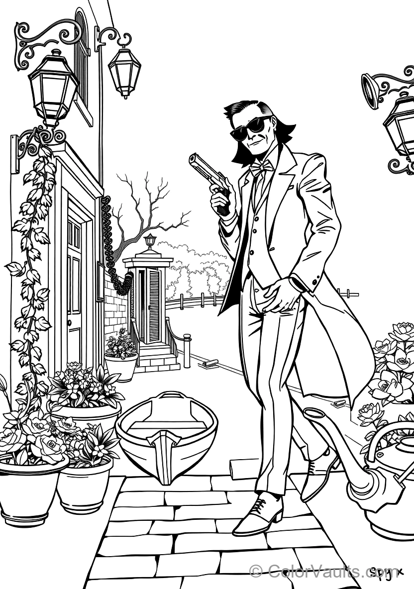 Loid Forger (twilight) in Sharp Suit Drawing Silenced (Scene 9)