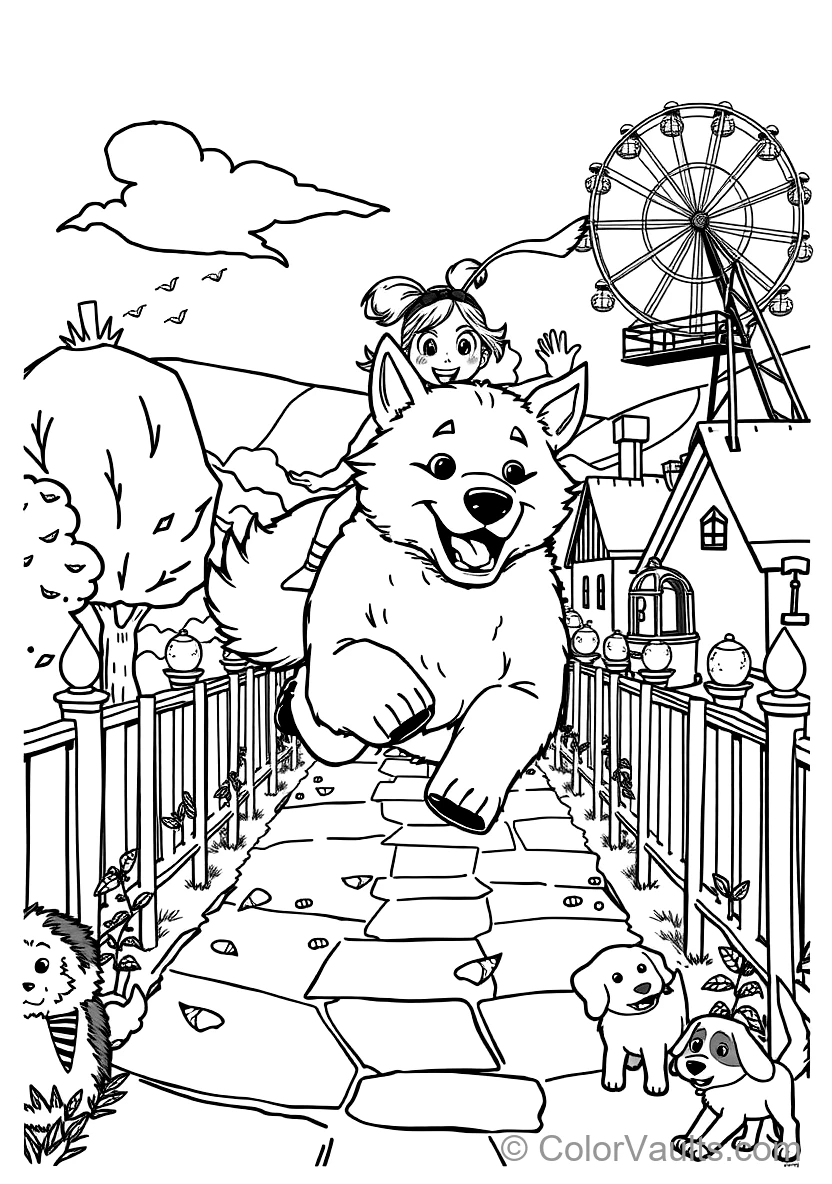 Bond the Giant Fluffy White Dog Running Joyfully (Scene 14)