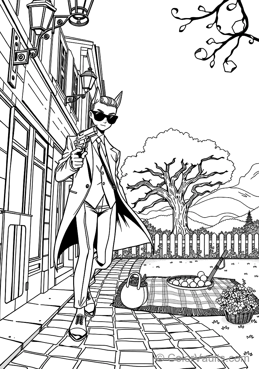 Loid Forger (twilight) in Sharp Suit Drawing Silenced (Scene 12)
