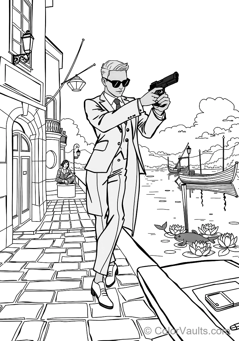 Loid Forger (twilight) in Sharp Suit Drawing Silenced (Scene 14)
