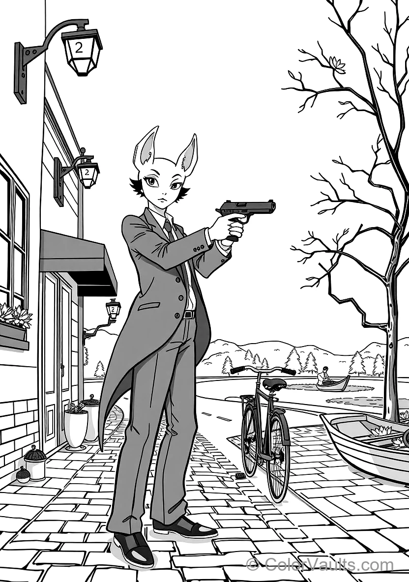 Loid Forger (twilight) in Sharp Suit Drawing Silenced (Scene 18)