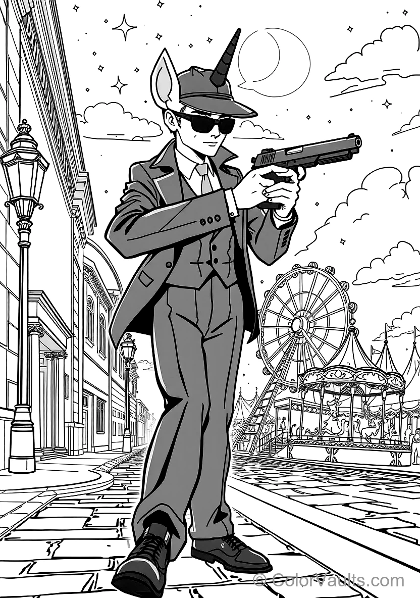 Loid Forger (twilight) in Sharp Suit Drawing Silenced (Scene 19)