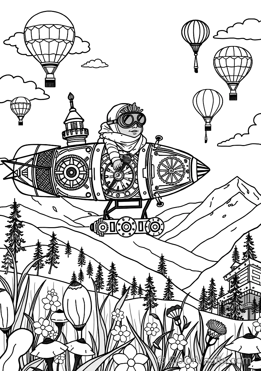 Steampunk Inventor at the Workshop Drafting Table (2)