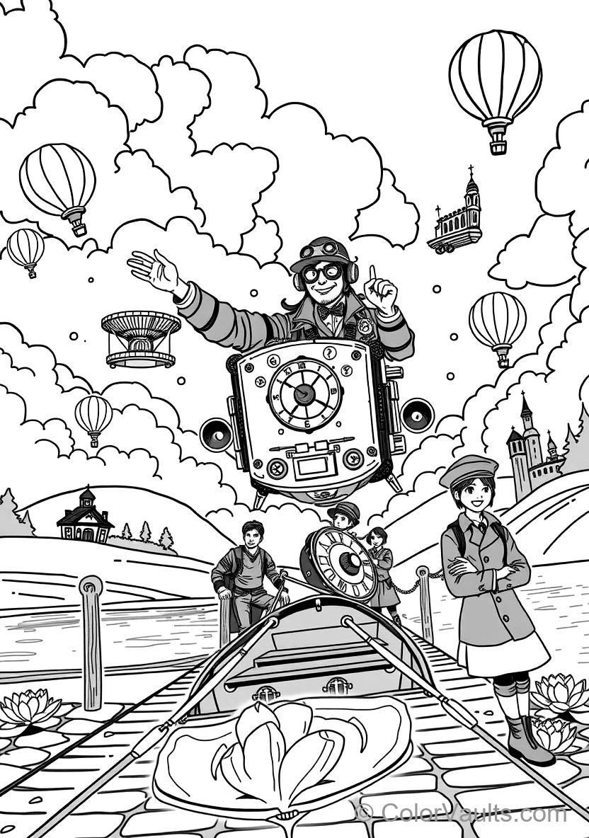 Steampunk Steam Train Crossing Massive Iron Viaduct (2)