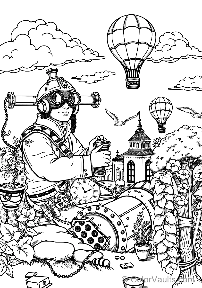 Steampunk Aviator mit Brass Goggles und Jetpack (4)