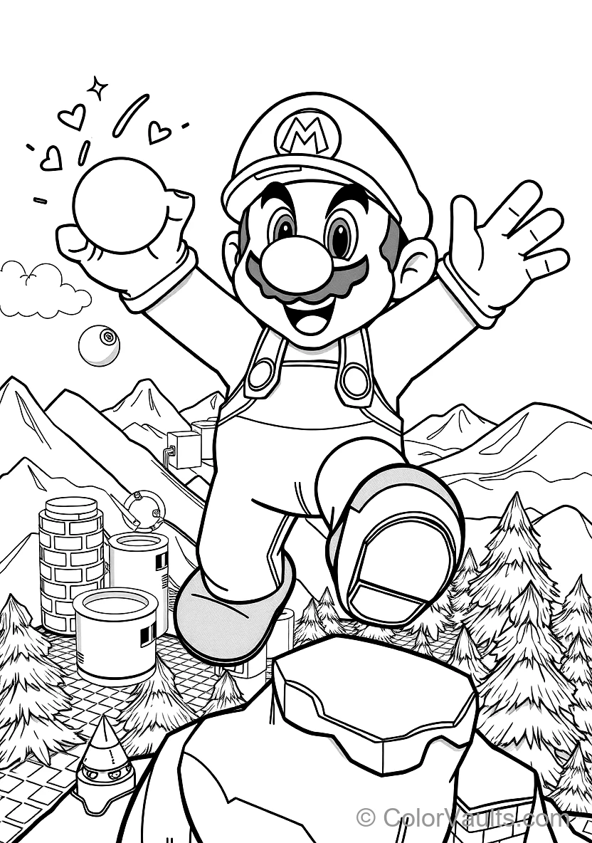 Princess Peach mit Parasol in Flower Garden (4)