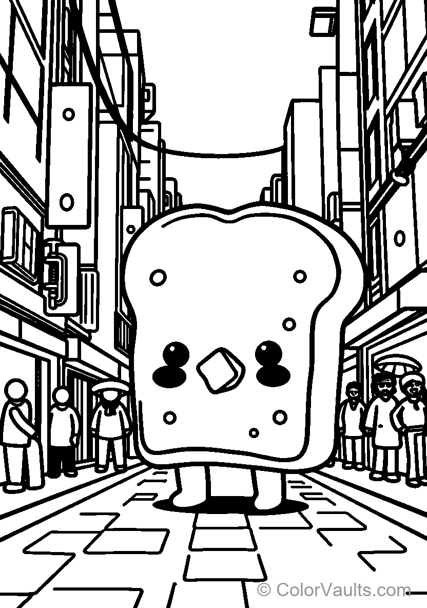 Bread Slice Character On Street