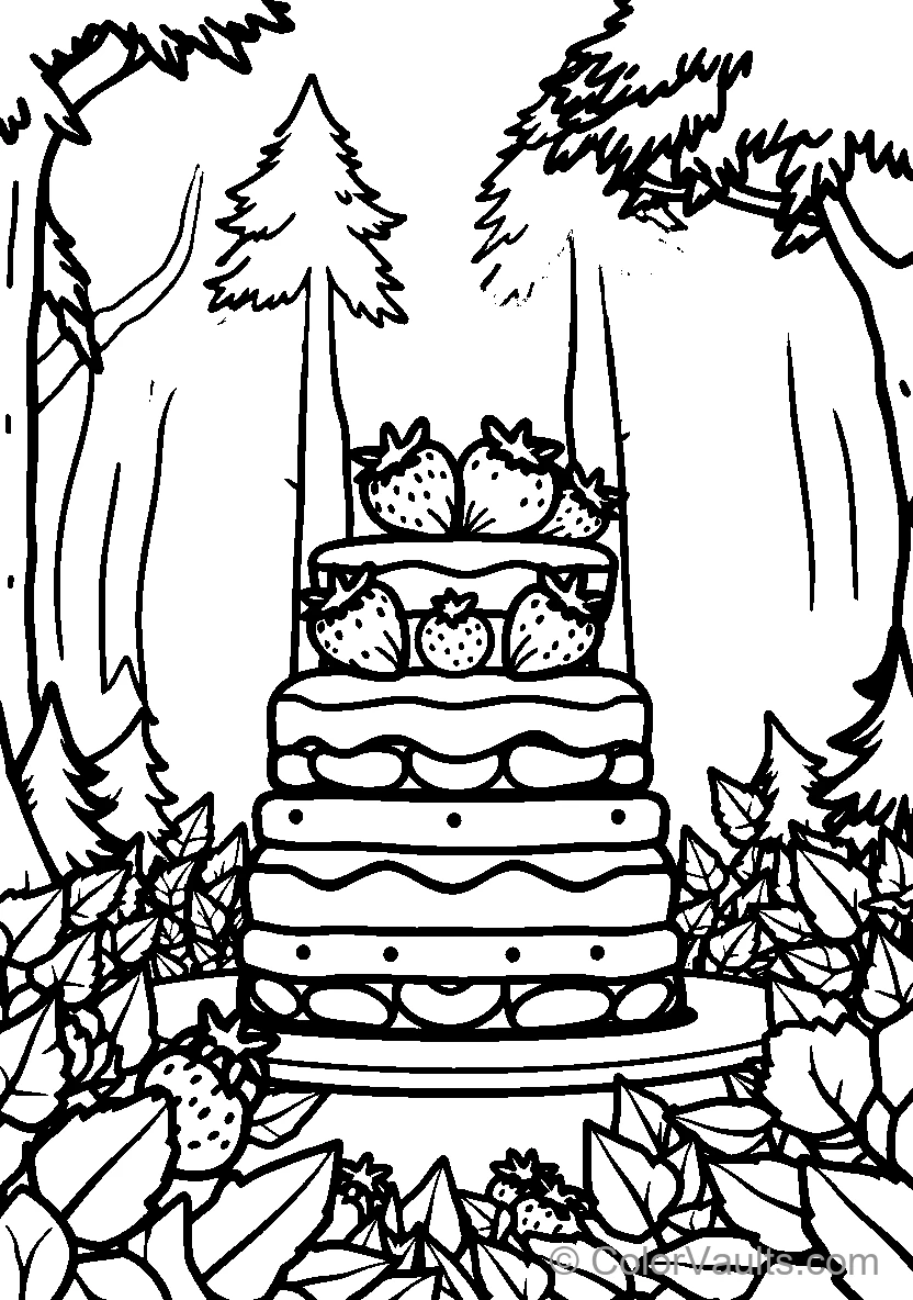 Strawberry Topped Cake In The Forest
