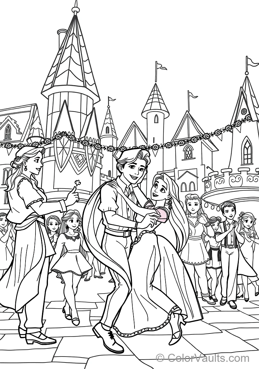 Rapunzel and Flynn Watching Floating Sky Lanterns in Boat