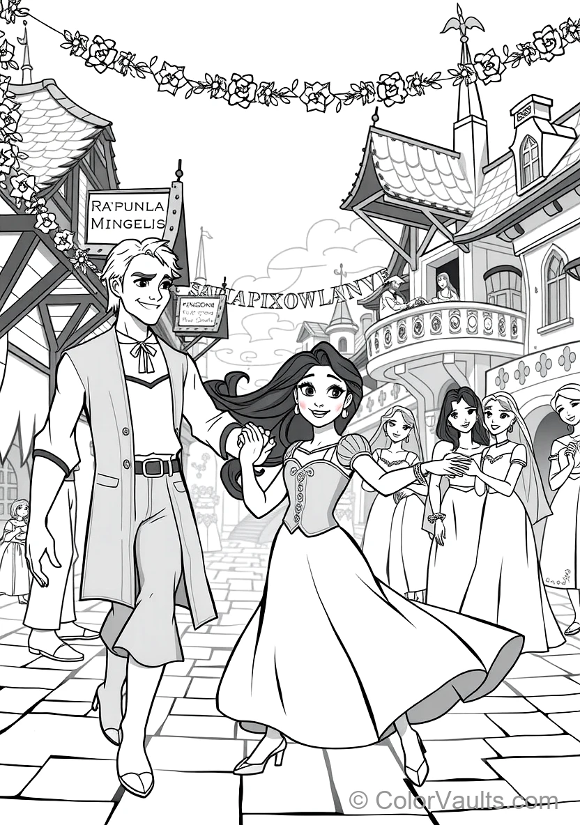 Rapunzel Braiding Hair with Wild Meadow Blossoms
