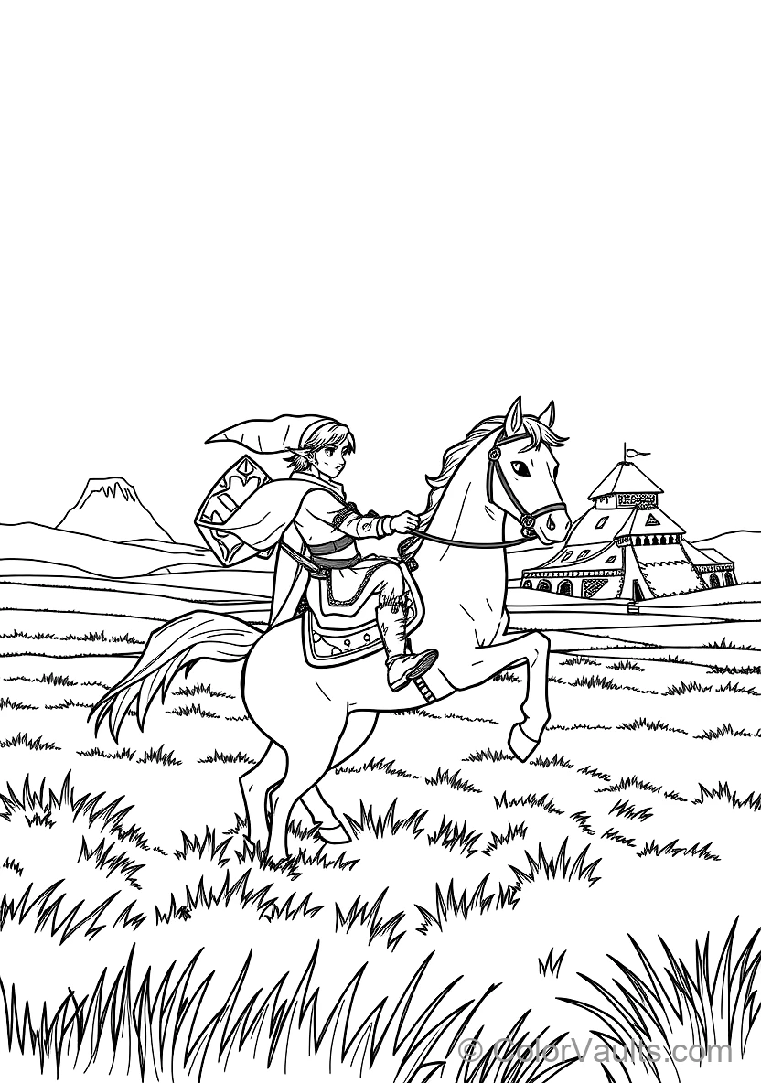 Link Riding His Loyal Steed Epona at Full Gallop (Scene 3)