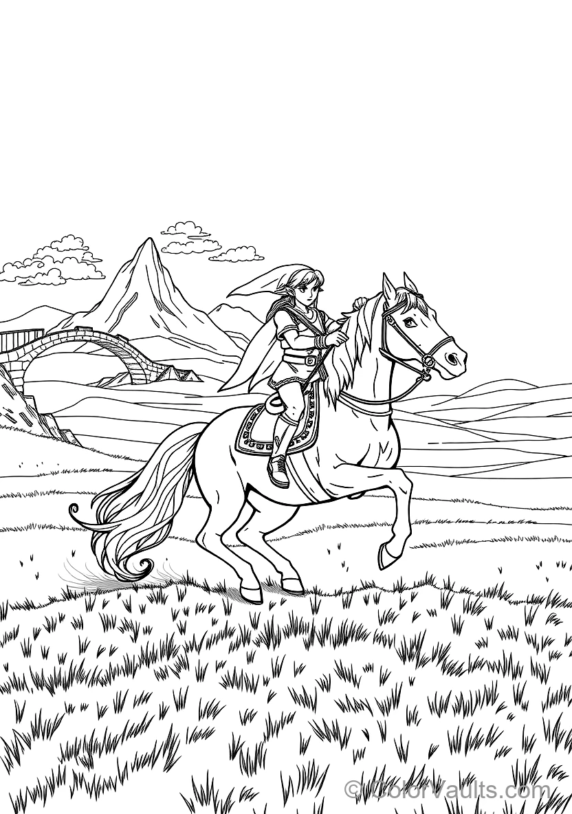 Link Riding His Loyal Steed Epona at Full Gallop (Scene 5)