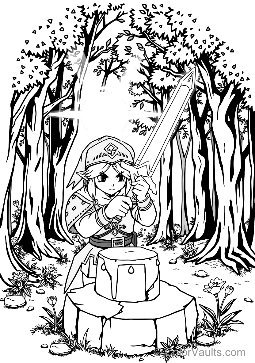 Link in Iconic Champion Tunic Drawing the Glowing (Scene 3)