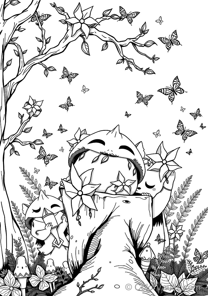 Cluster of Adorable Korok Forest Spirits with Leaf (Scene 3)