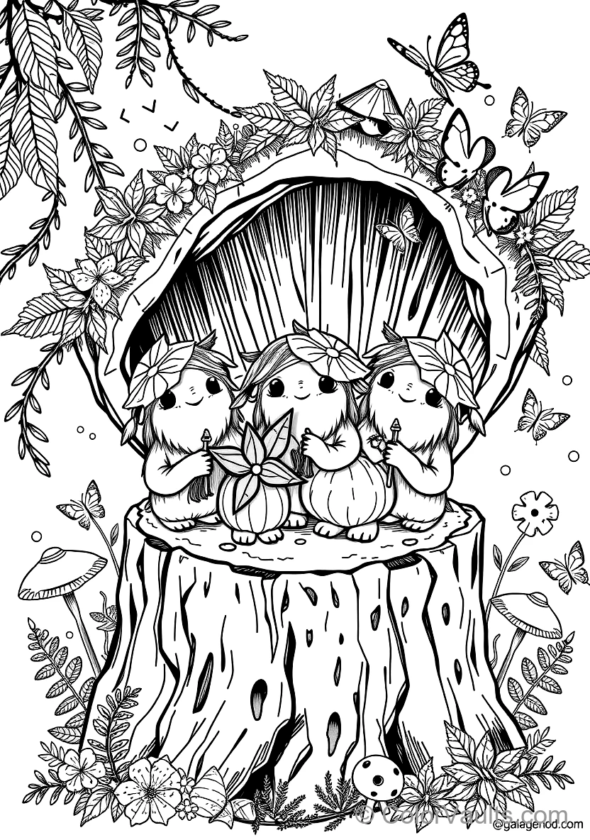 Cluster of Adorable Korok Forest Spirits with Leaf (Scene 5)