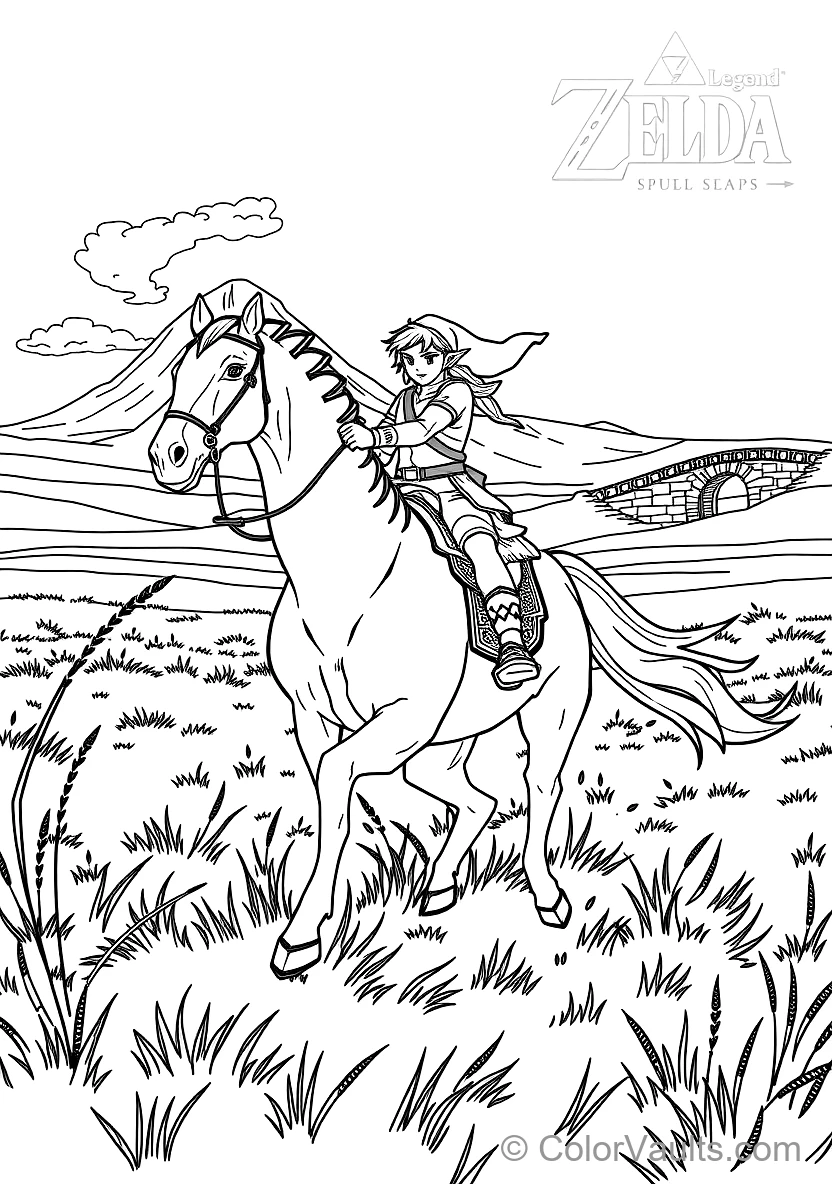 Link Riding His Loyal Steed Epona at Full Gallop (Scene 7)