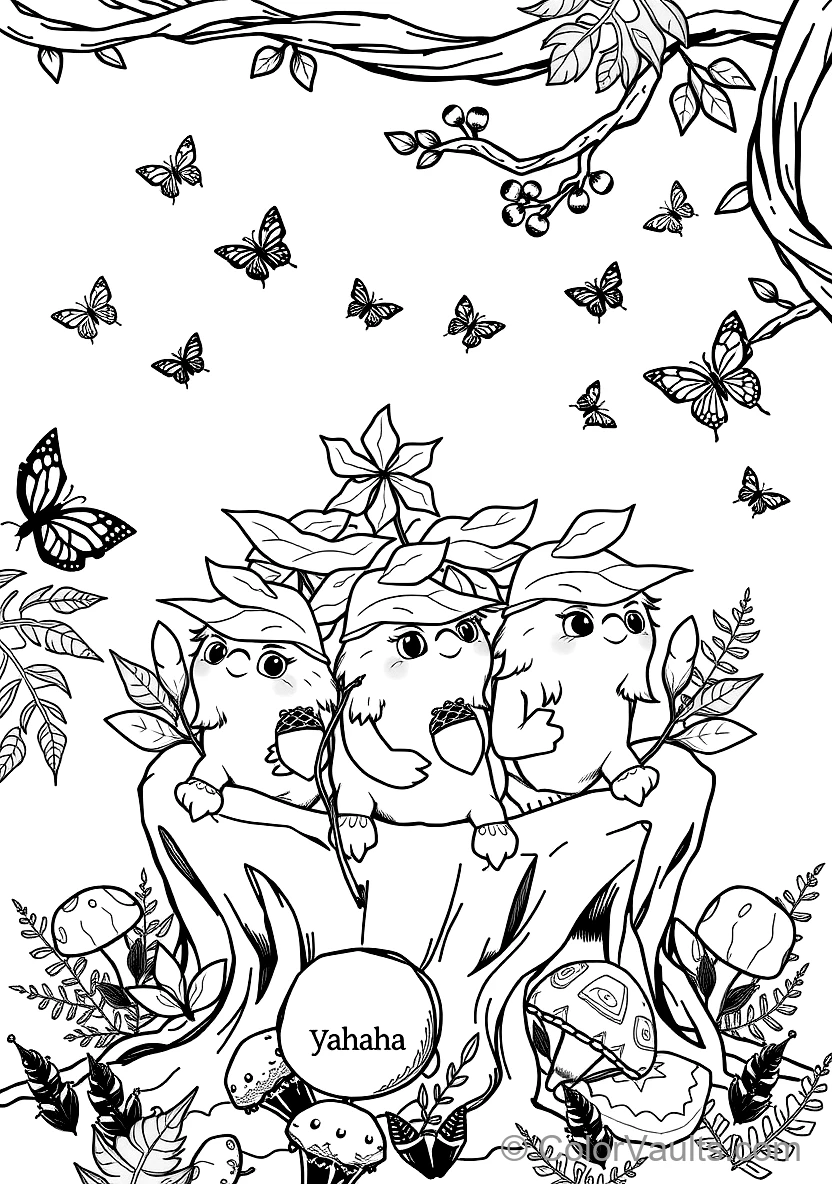 Cluster of Adorable Korok Forest Spirits with Leaf (Scene 7)