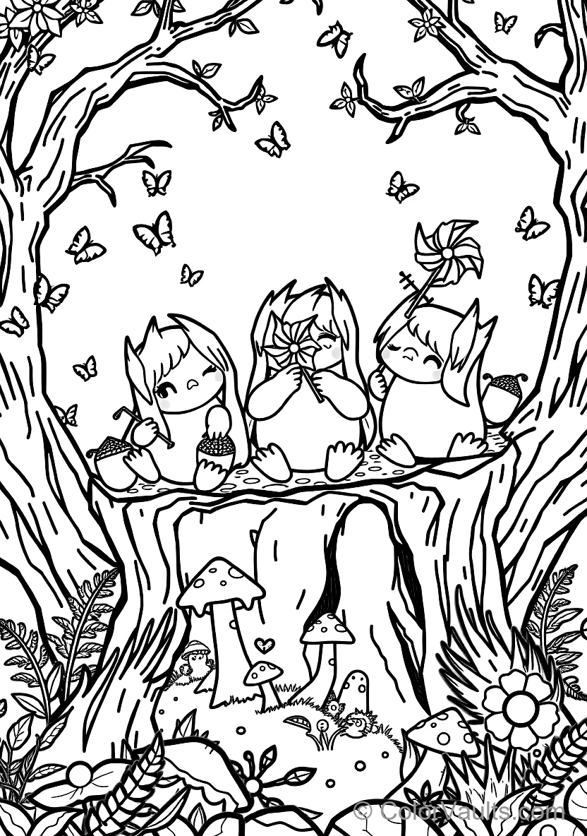 Cluster of Adorable Korok Forest Spirits with Leaf (Scene 9)