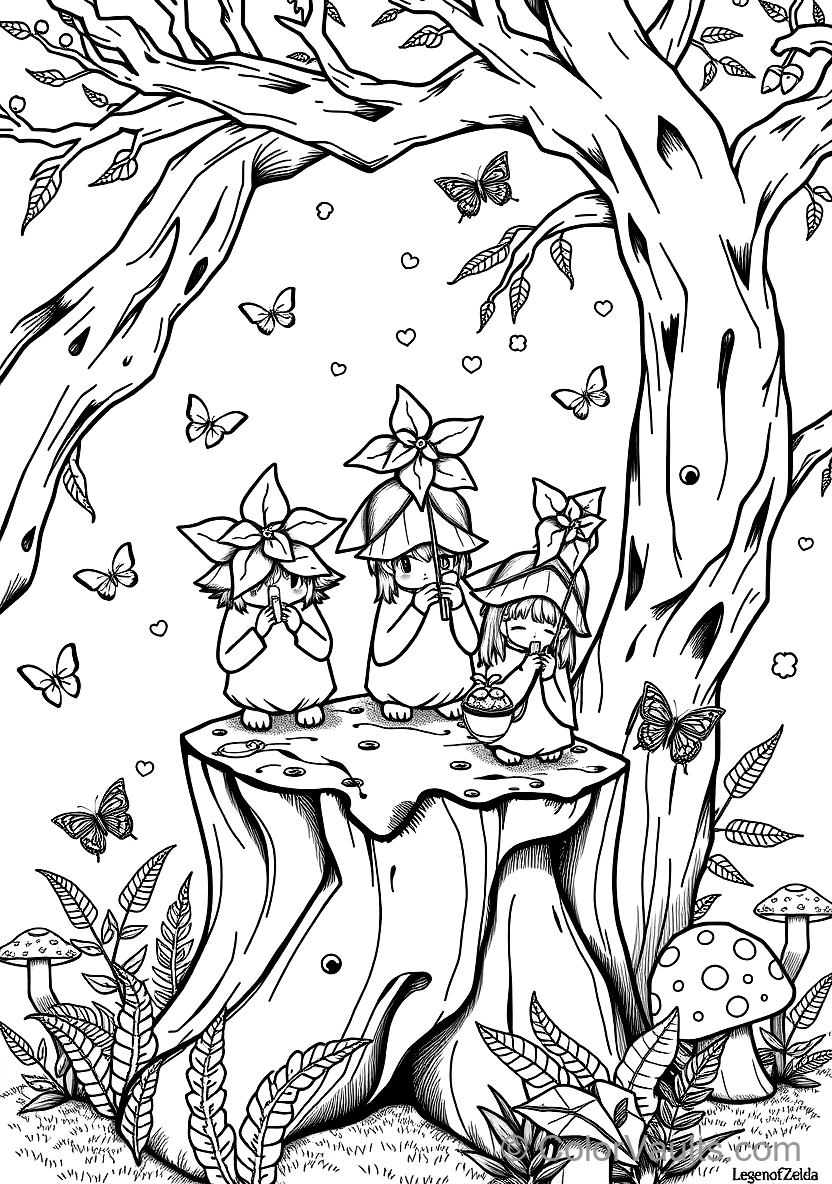 Cluster of Adorable Korok Forest Spirits with Leaf (Scene 11)