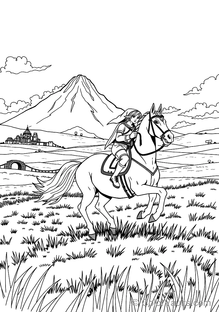 Link Riding His Loyal Steed Epona at Full Gallop (Scene 10)