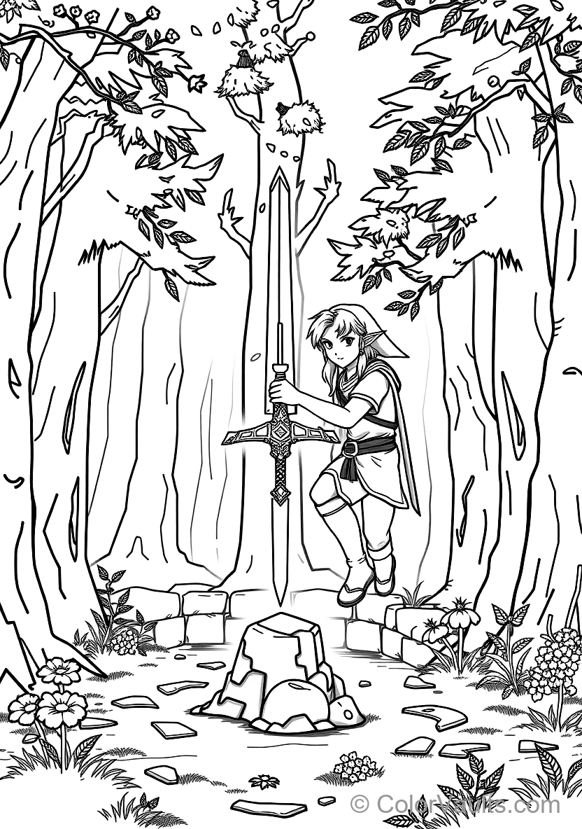 Link in Iconic Champion Tunic Drawing the Glowing (Scene 7)