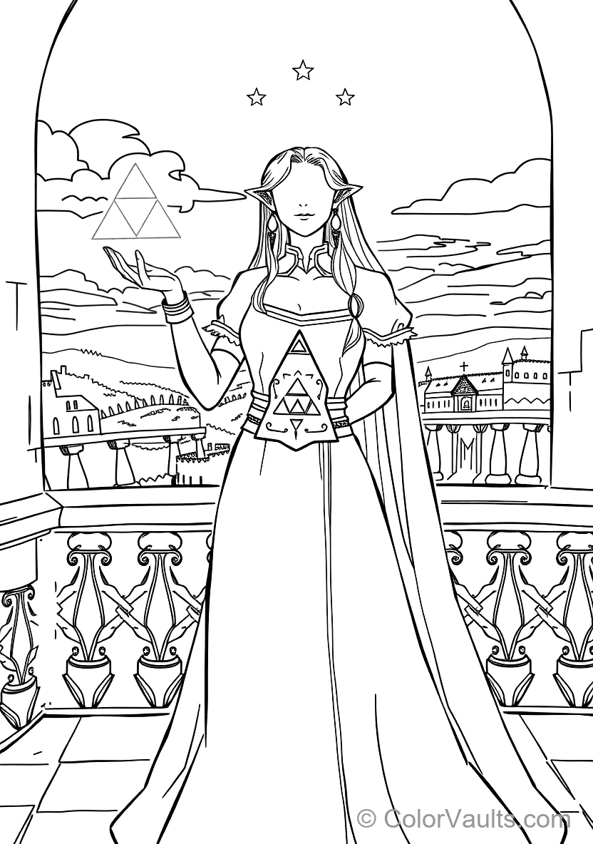 Princess Zelda in Royal White Gown Raising Her Hands (Scene 11)