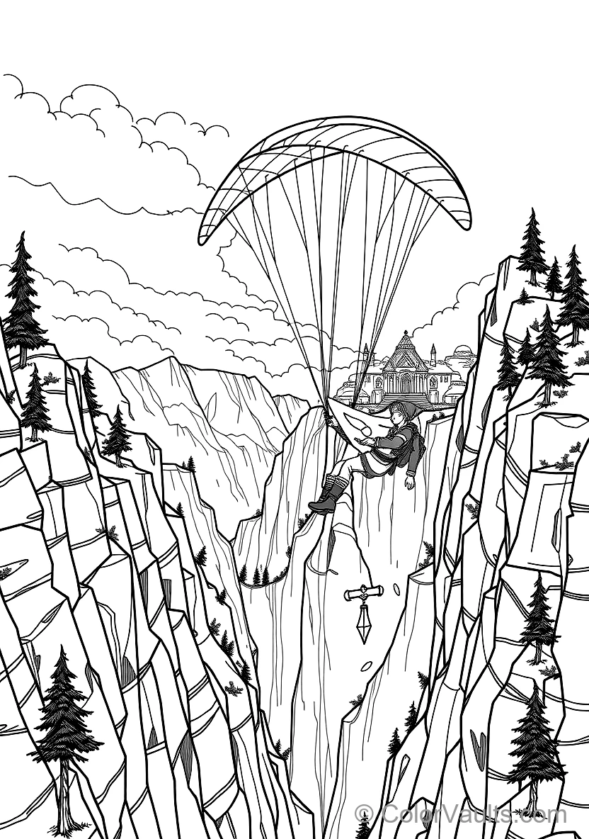 Link Gliding Gracefully with His Paraglider Over a (Scene 11)