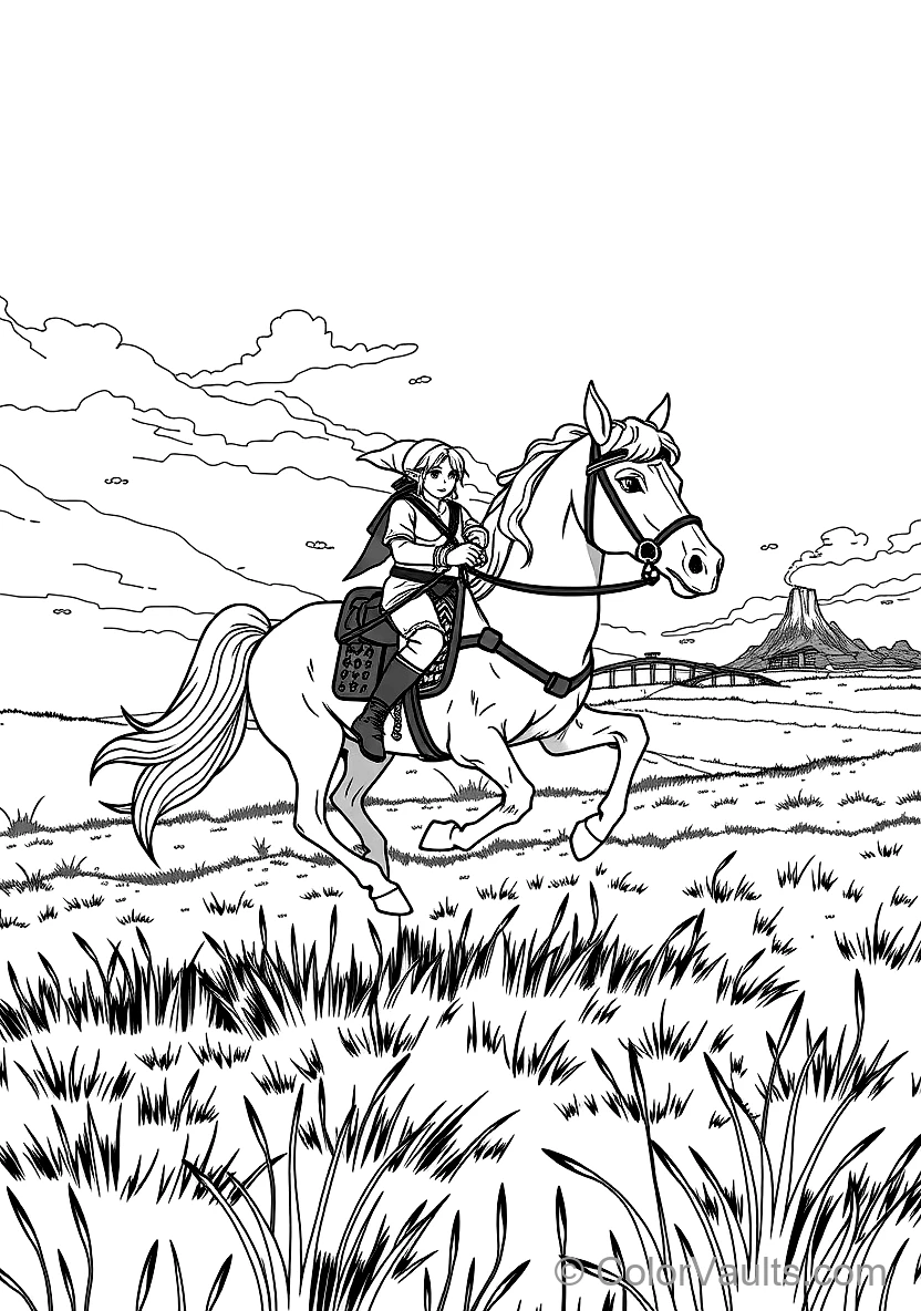 Link Riding His Loyal Steed Epona at Full Gallop (Scene 12)