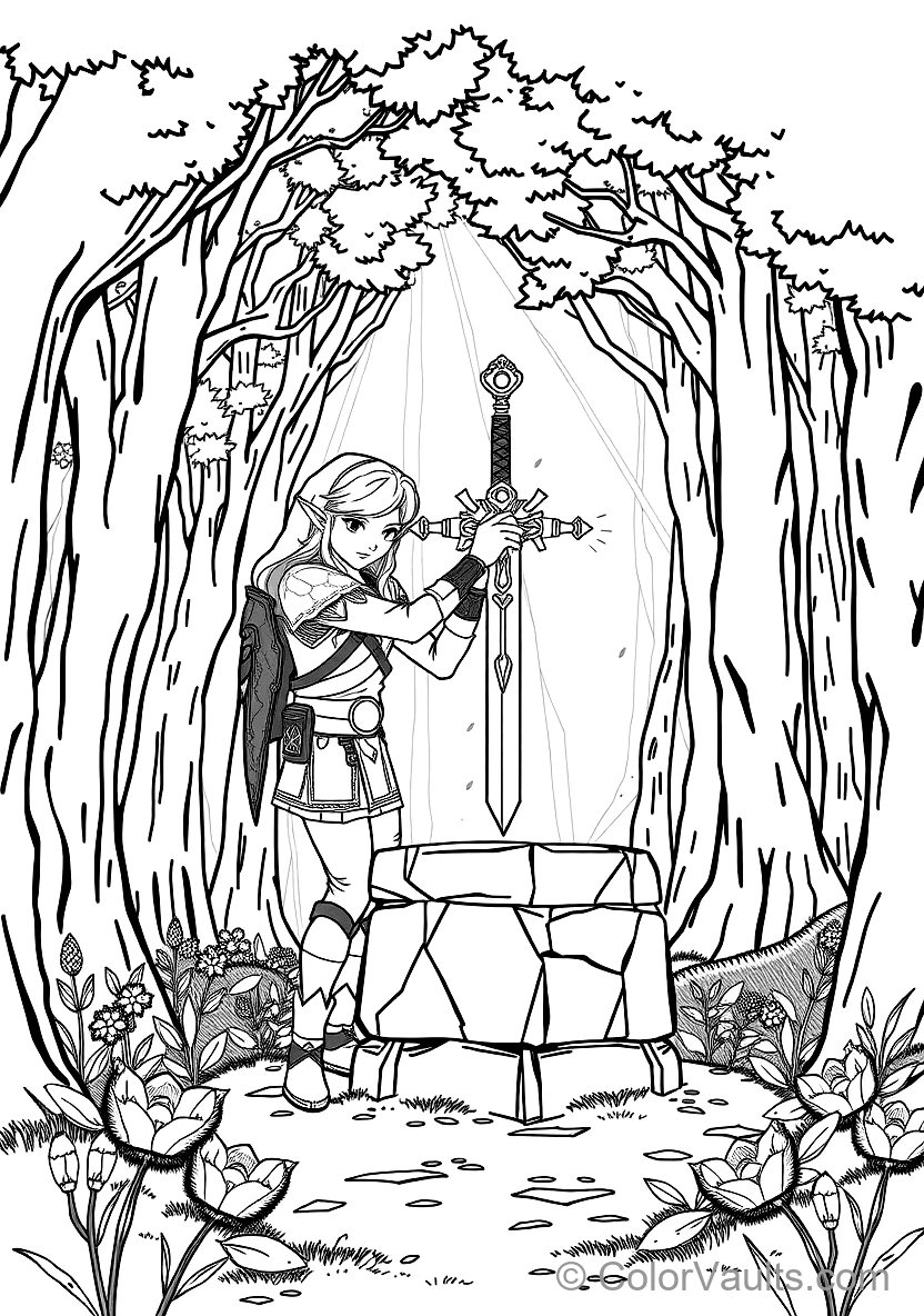 Link in Iconic Champion Tunic Drawing the Glowing (Scene 9)