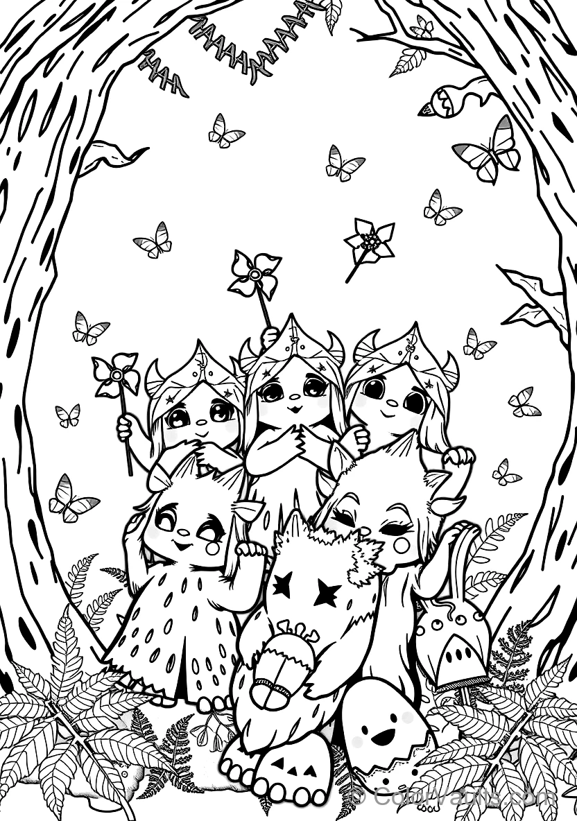 Cluster of Adorable Korok Forest Spirits with Leaf (Scene 13)
