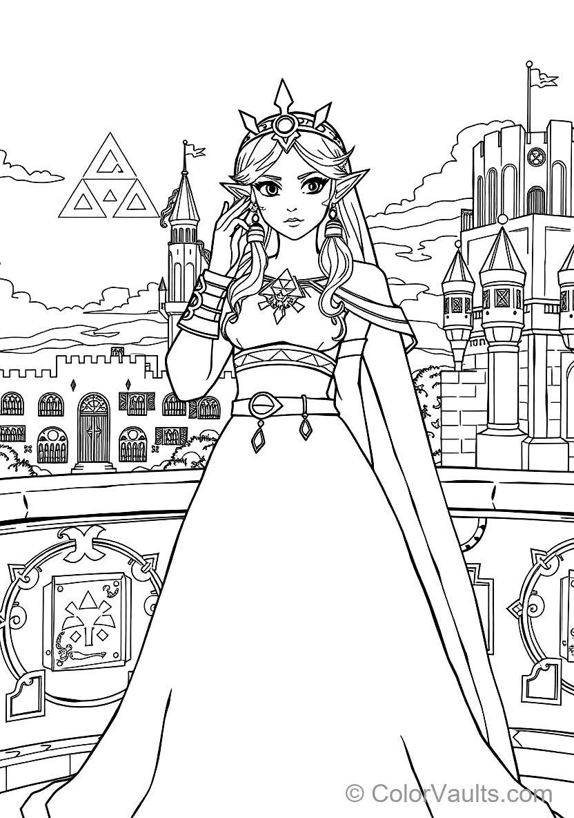 Princess Zelda in Royal White Gown Raising Her Hands (Scene 13)