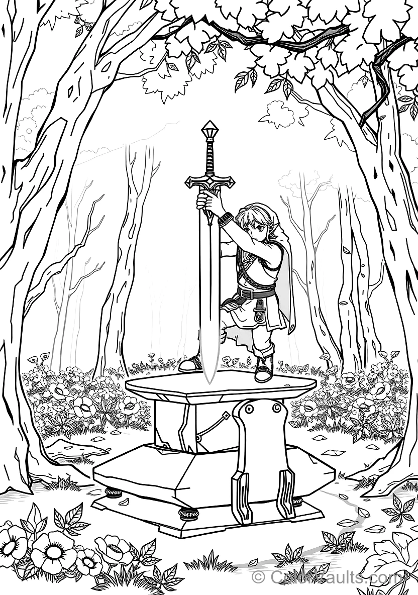 Link in Iconic Champion Tunic Drawing the Glowing (Scene 13)